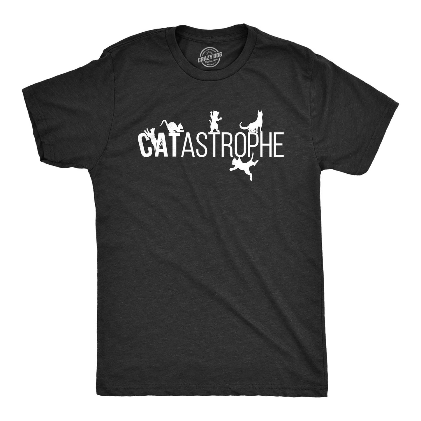 Mens Catastrophe T Shirt Funny Sarcastic Cat Kitten Joke Graphic Tee for Guys