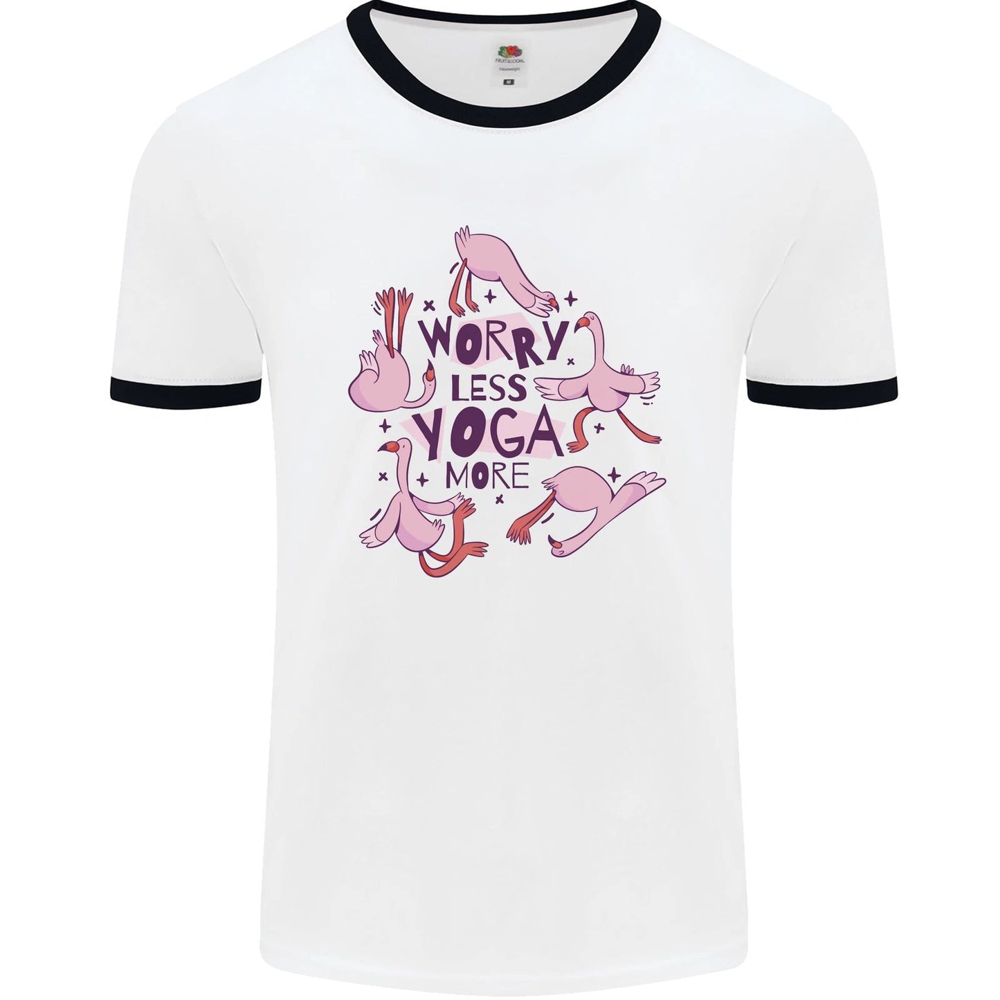 Worry Less Yoga More Mens Ringer T-Shirt