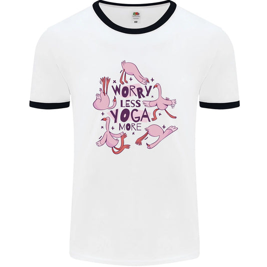 Worry Less Yoga More Mens Ringer T-Shirt