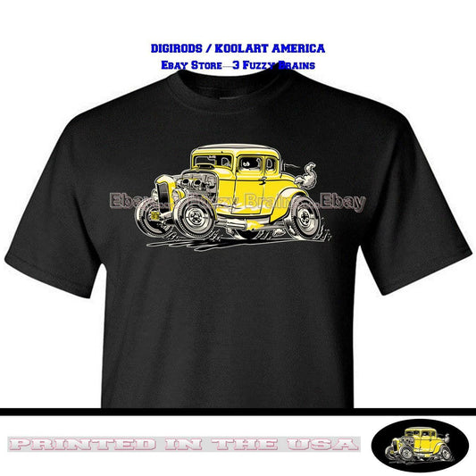 Ford 1932 Vintage Retro Coupe American Graffiti Movie Cartoon Car Black T Shirt