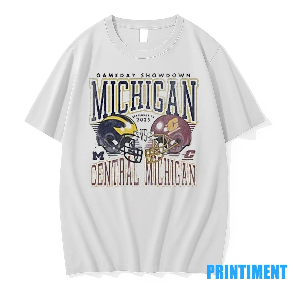 Gameday 2025 Michigan Vs Central Michigan Helmet Tshirts Sweater