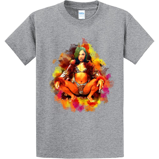 NEW STREETWEAR ON DEMAND LIL KIM WATERCOLOR GREY TEE SHIRT SM-4XLRGE MADE IN USA