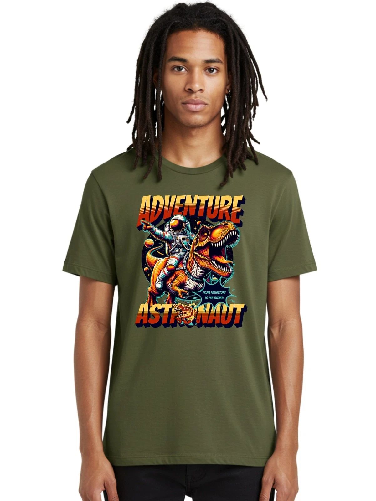 Adventure-Astronaut Mens Graphic Tee,100% Cotton,Casual Summer Wear