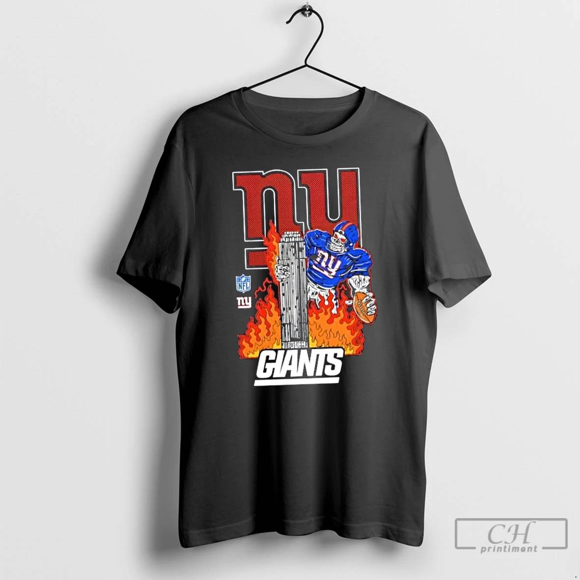 Classic New York Giants Skyscraper Football Fire Graphic T Shirts