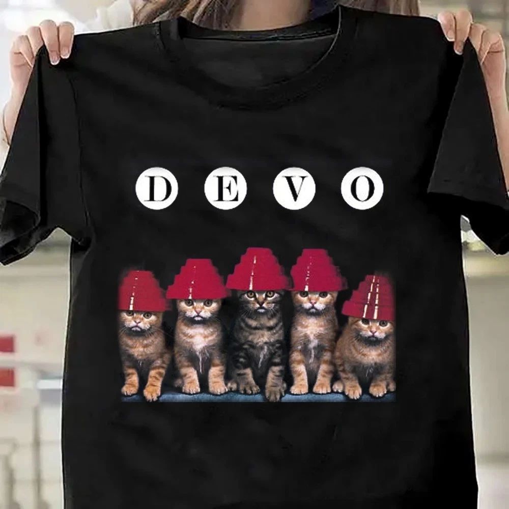 Funny Cat DEVO Band Gift For Fan Black All Size Shirt