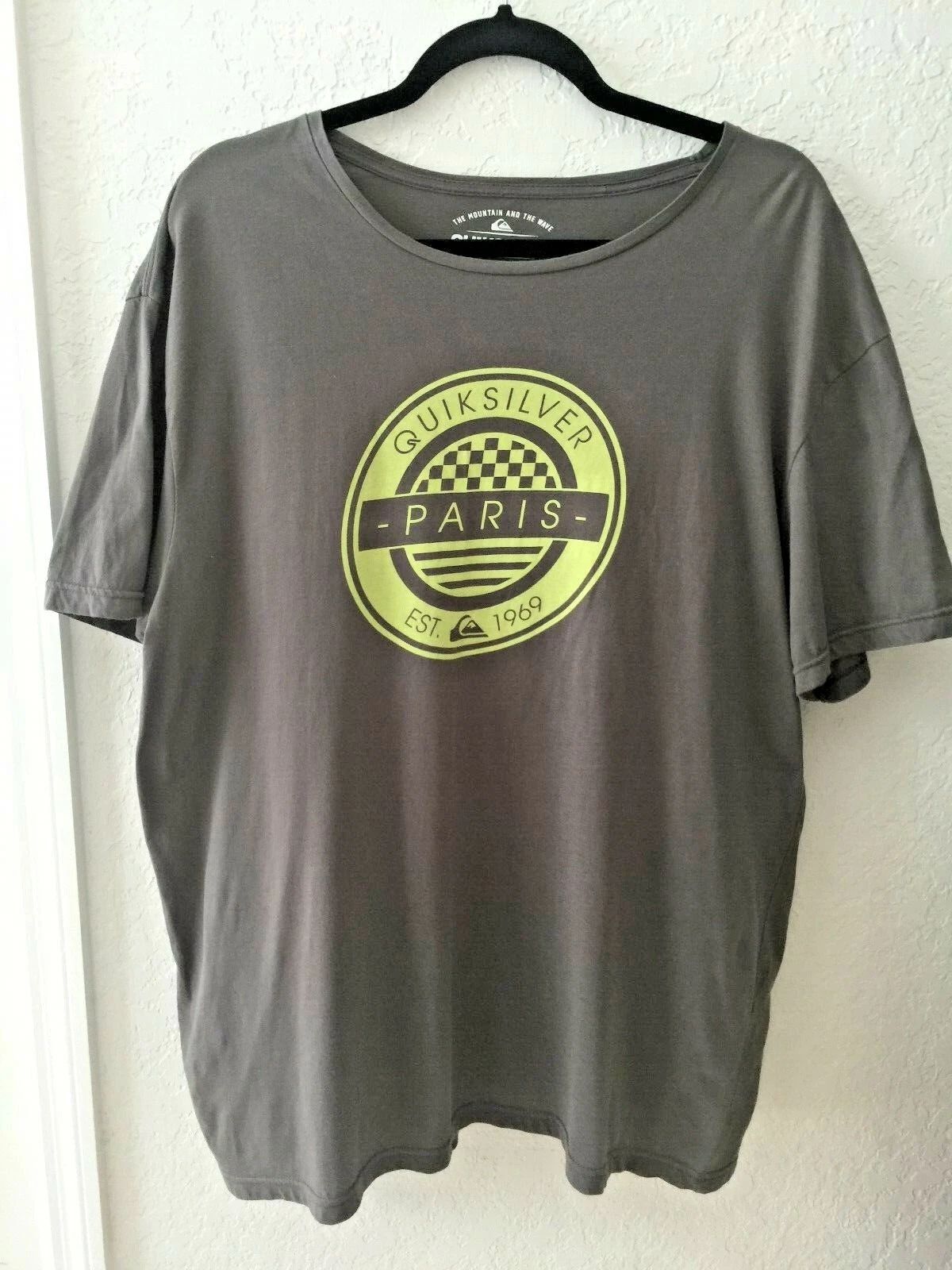 QUIKSILVER  BOARDRIDING COMPANY "PARIS," GRAY T-SHIRT, SZ XL