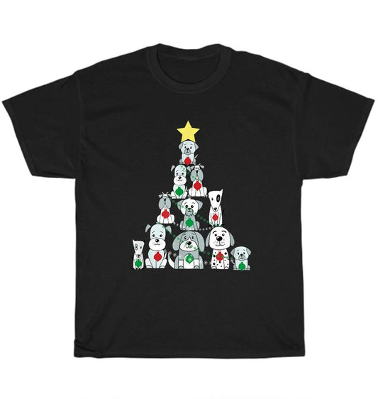 Dog Tree Christmas Pajama Light Xmas Pet Puppy Lover T-Shirt Unisex Tee Gift NEW