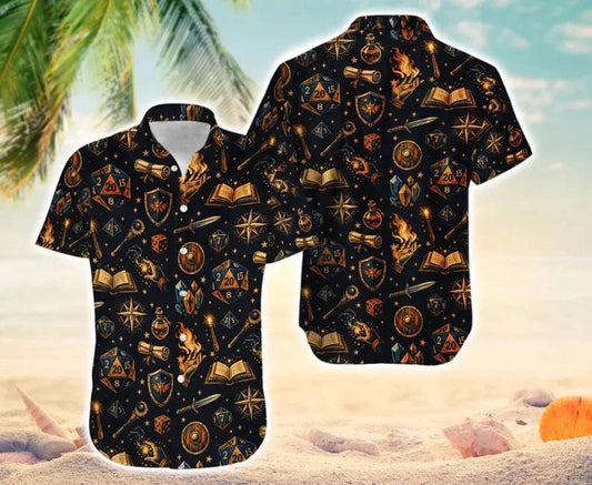 Fantasy RPG Tabletop Gaming Hawaii Shirt Dice Dragon Gamer Aloha