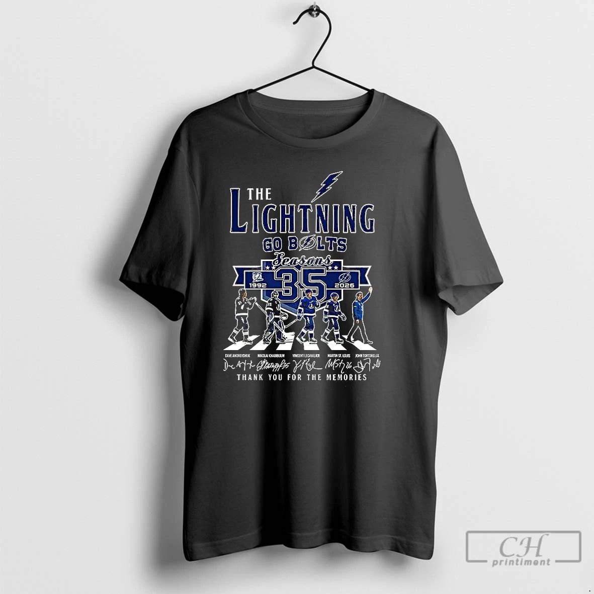 Classic Tampa Bay Lightning Hockey The Lightning Go Bolts Seasons 35 Player Signature T Shirts