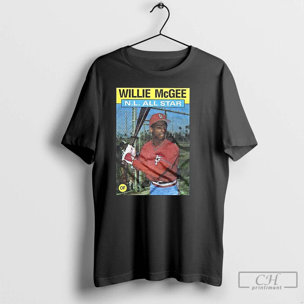 Premium Willie Mcgee St Louis Cardinals Baseball 1986 Topps Cards Nl All Star T Shirts