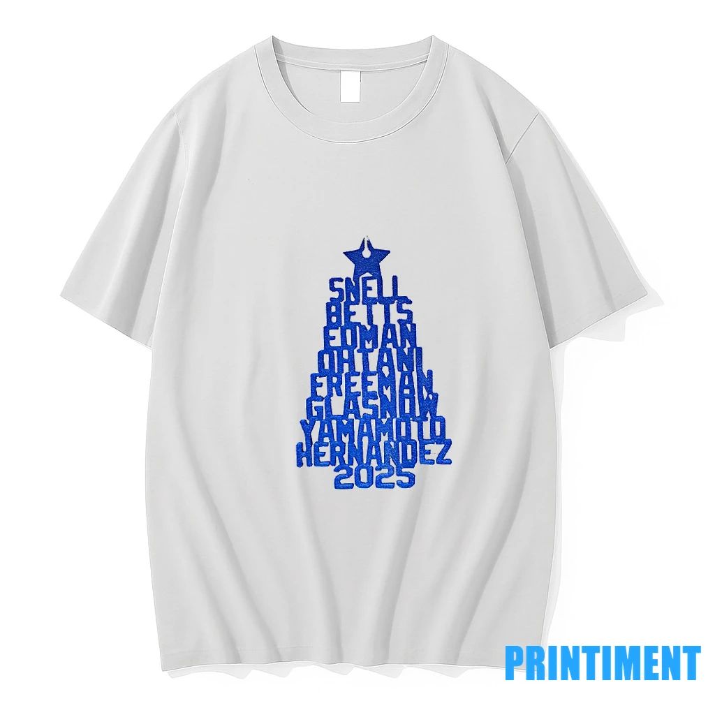Los Angeles Dodgers Mlb Baseball Snell Betts Freeman Ohtani Freeman Glasnow Christmas Tree 2025 Tshirts