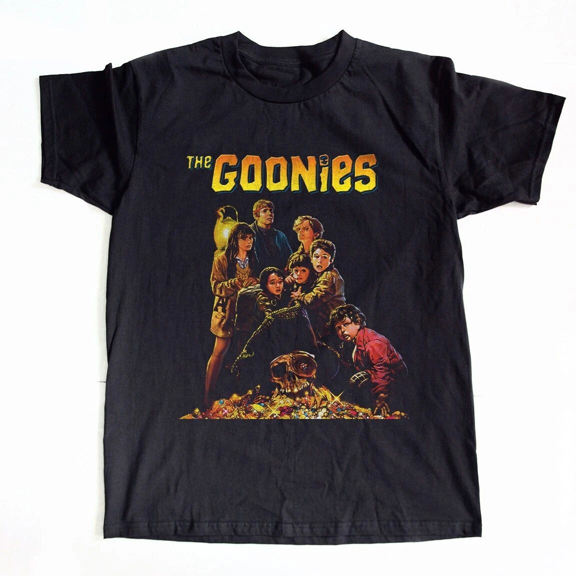 The Goonies Adventure Movie Heavy Cotton Black T-shirt Size S-5XL