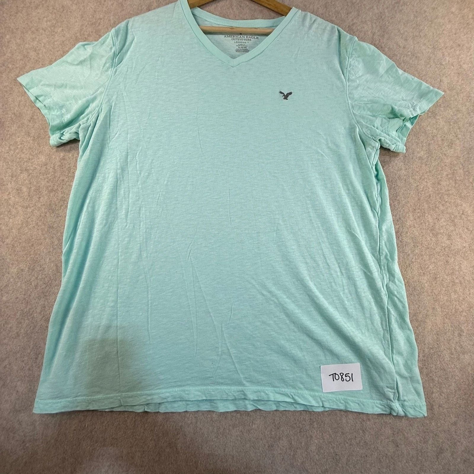 American Eagle Legend T Mens XL Mint Green V-Neck Short Sleeve Classic Fit Tee