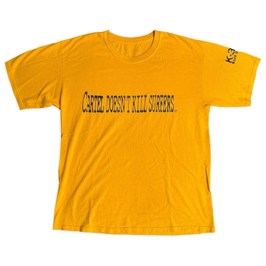 K-38 Surf Shop Mexico Yellow Graphic Tee “Cartel Doesn’t Kill Surfers”