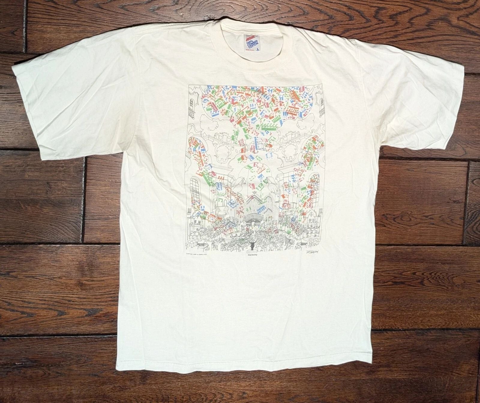 VTG 1988 Jerzees Men’s P. Johnson Harmony White T-Shirt Made In USA Size Large