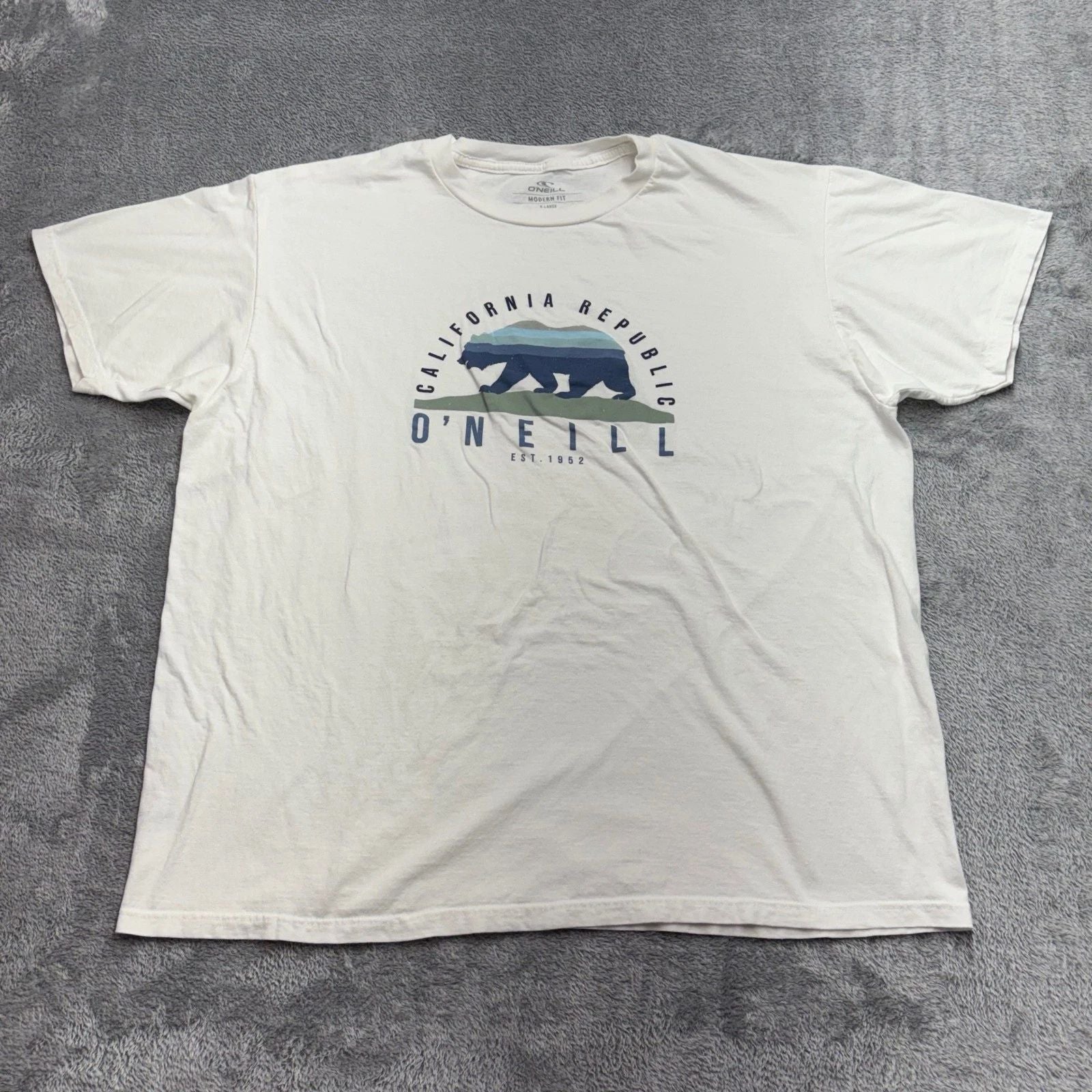 O'Neill Graphic T-Shirt Men XL White Good California Republic Bear Modern Fit