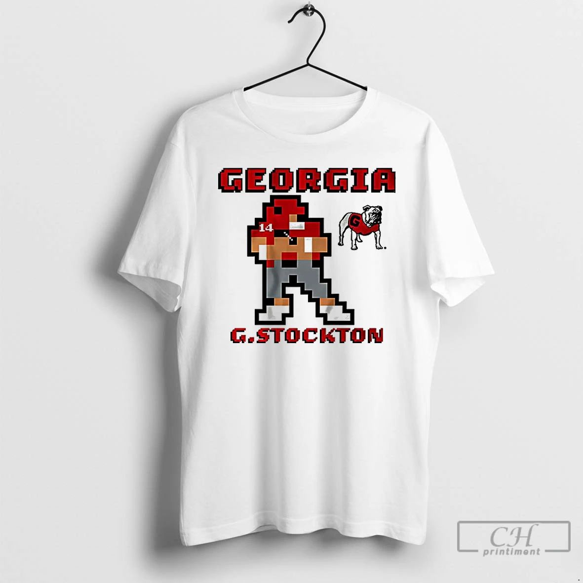 Premium Gunner Stockton Georgia Bulldogs Football Retro Baller 8 Bit Style T Shirts