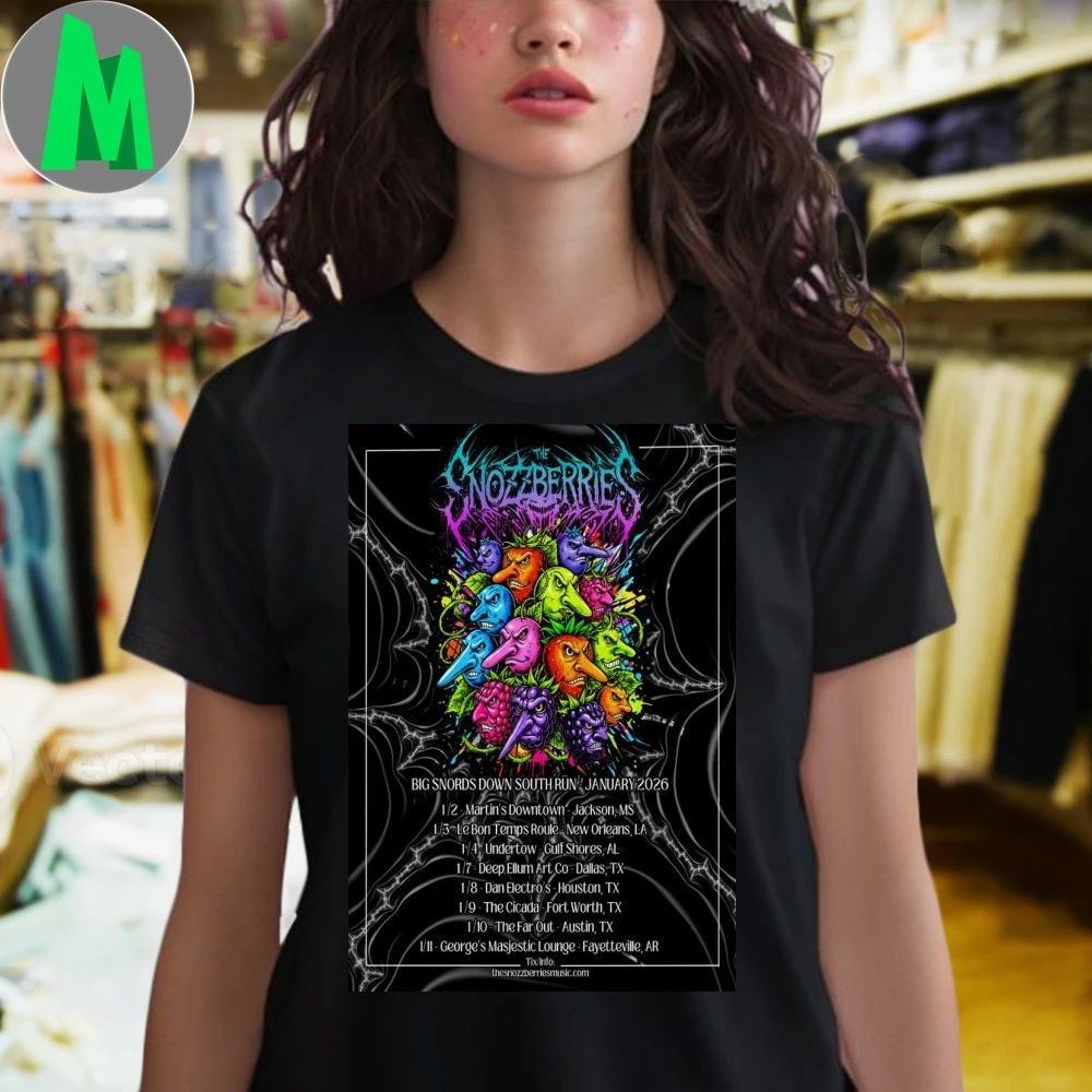 Original The Snozzberries Big Snords Down South Run Jan 2026 Tour Poster Shirt