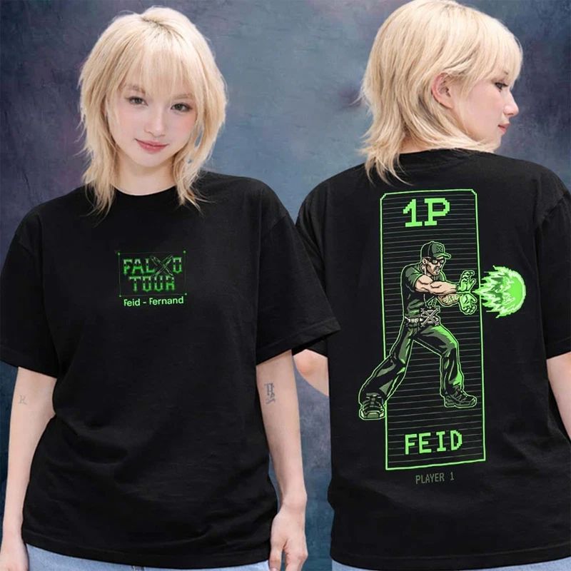 Feid Merch Falxxo Tour 2026 Player 1 Double Sided Unisex T-Shirt S-5XL