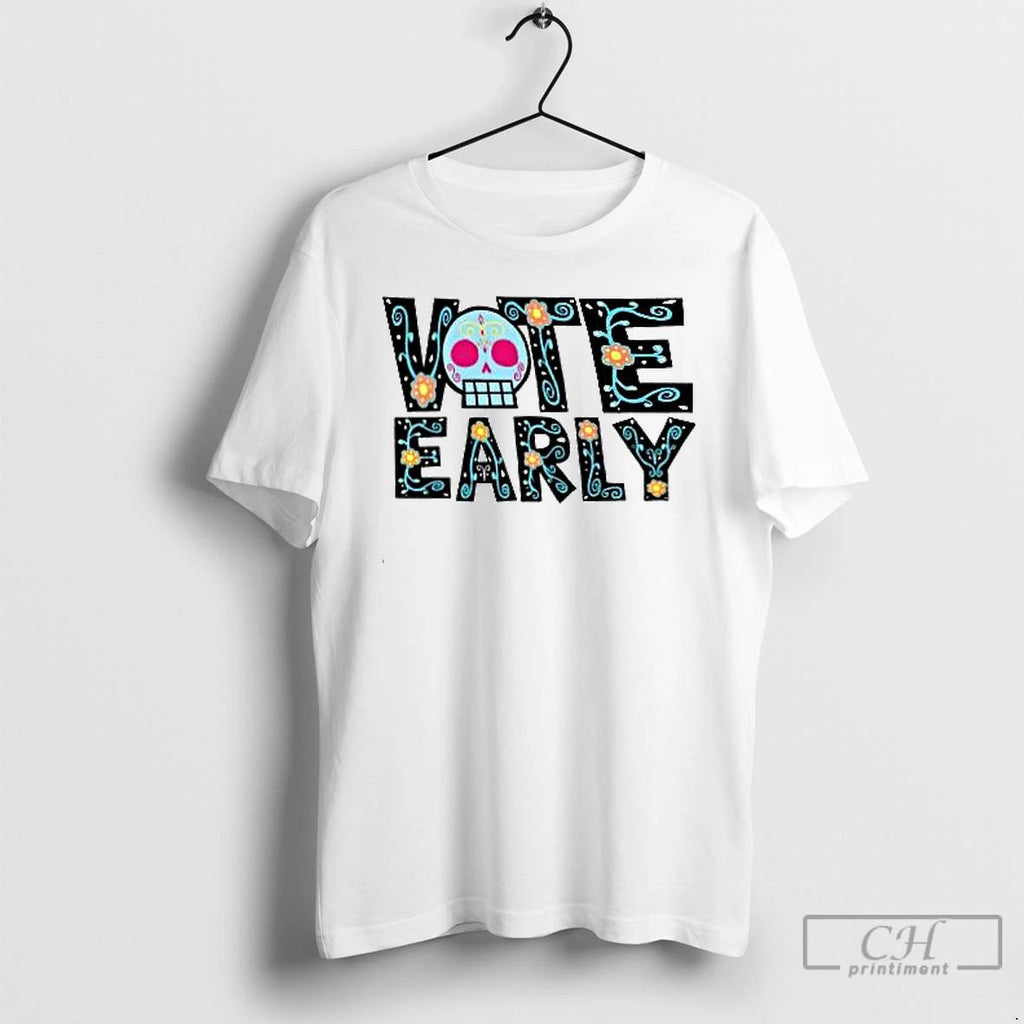 Premium Vote Early Brocade Flowers T Shirts