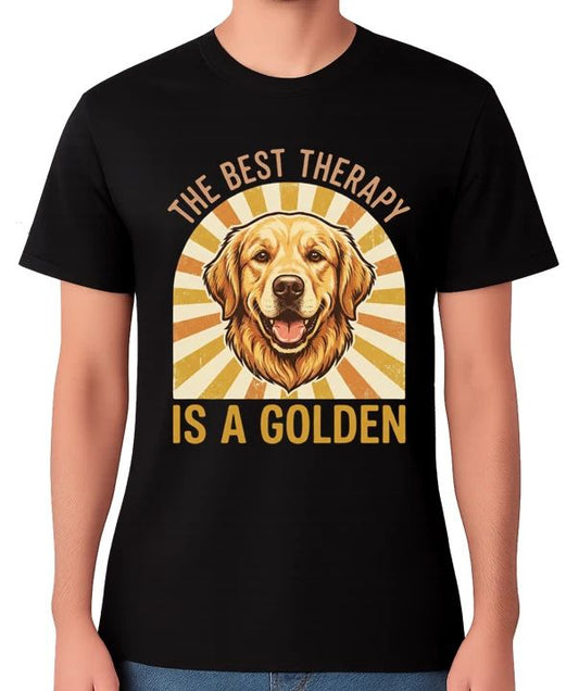 Best Therapy Is A Golden Retriever T-Shirt Dog Lover Gift Unisex Tee