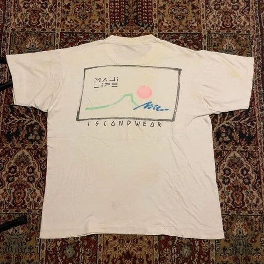 VTG 80s 90s Maui Life Hawaii Island wear surf wear tshirt XL USA white graphic