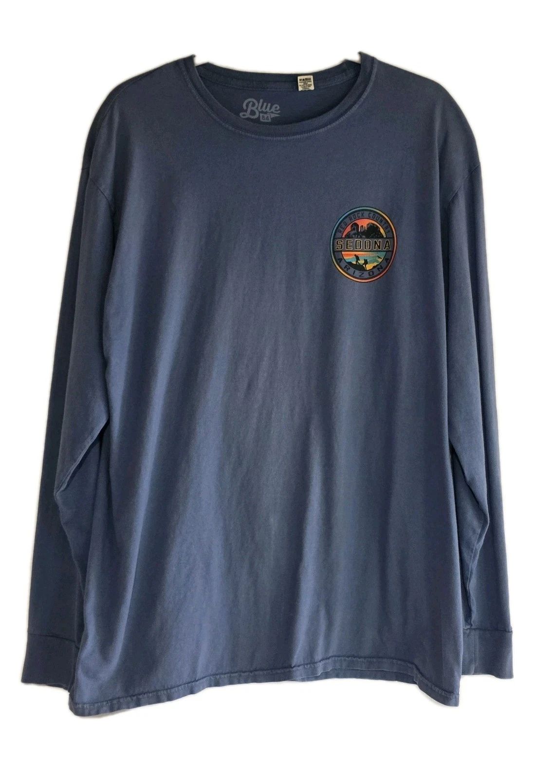 Blue 84 Men's Large Long Sleeve T-Shirt Sedona Arizona Red Rock Hiking Blue L