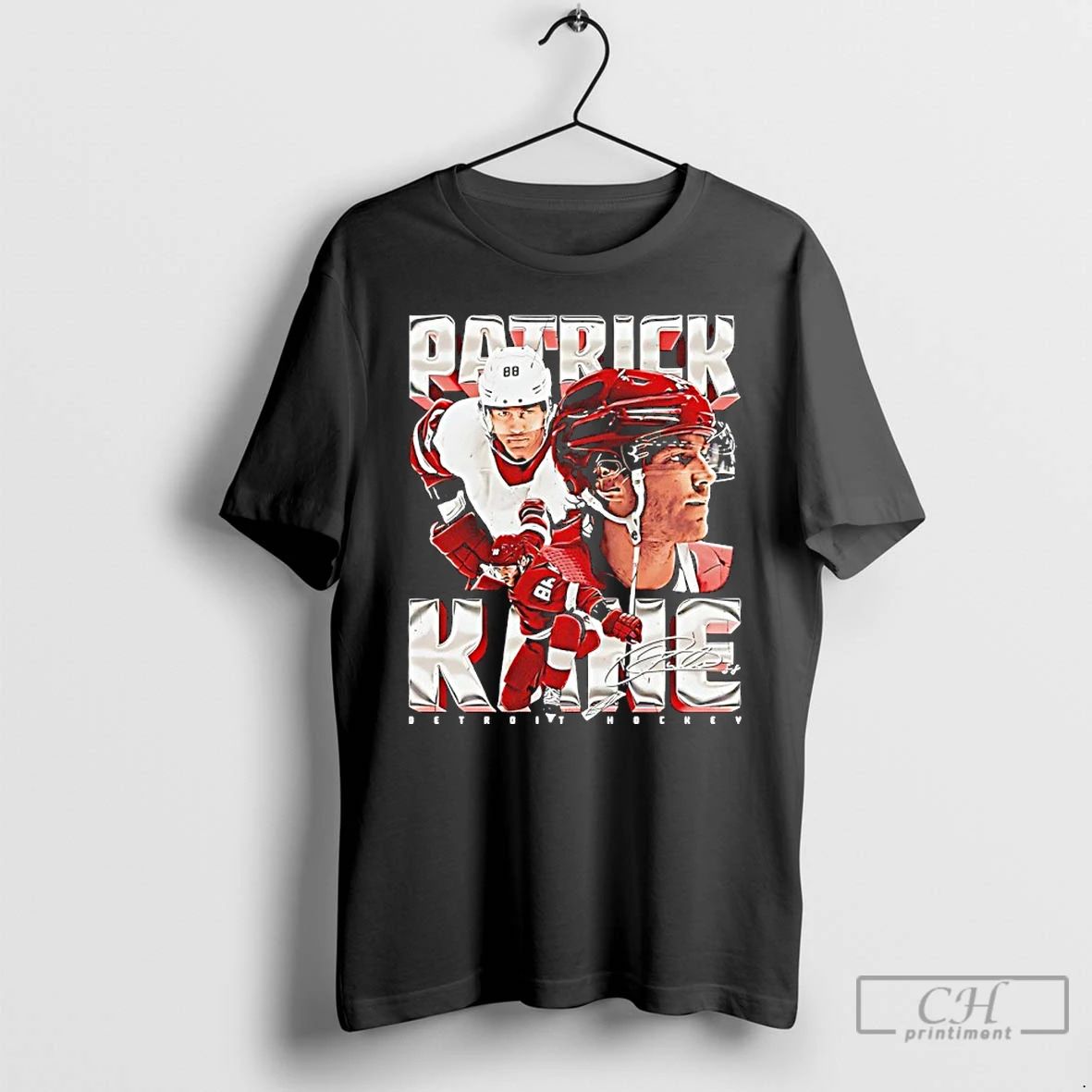 Classic Patrick Kane Detroit Red Wings Player Collage Autographed T Shirts