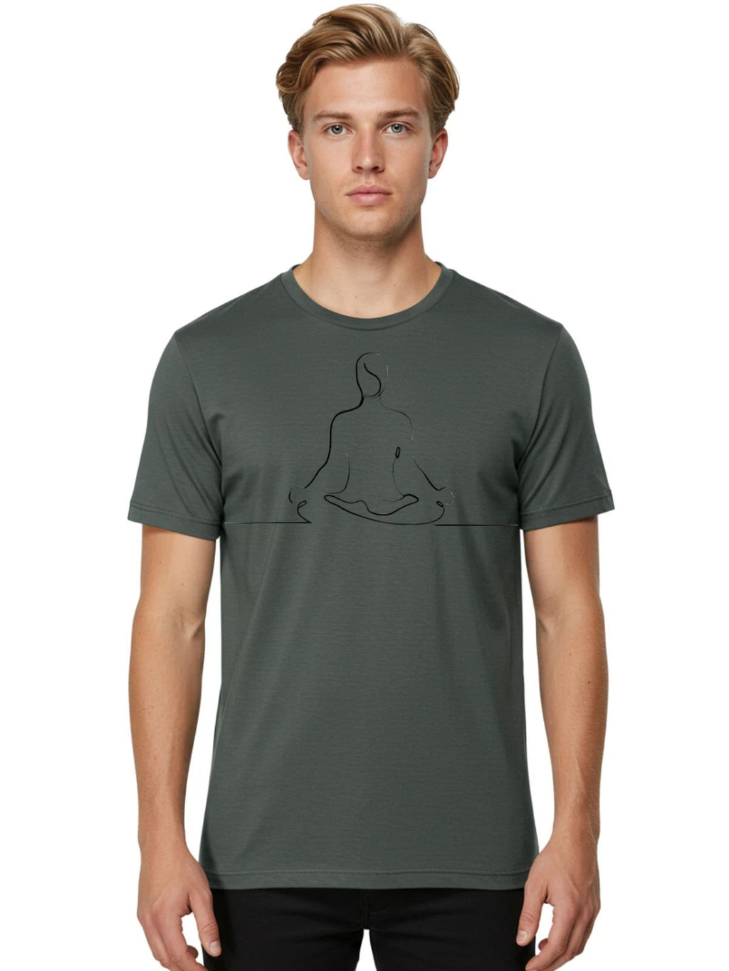 Meditation-Pose-1 Mens Graphic Tee, 100% Cotton, Casual Summer Wear