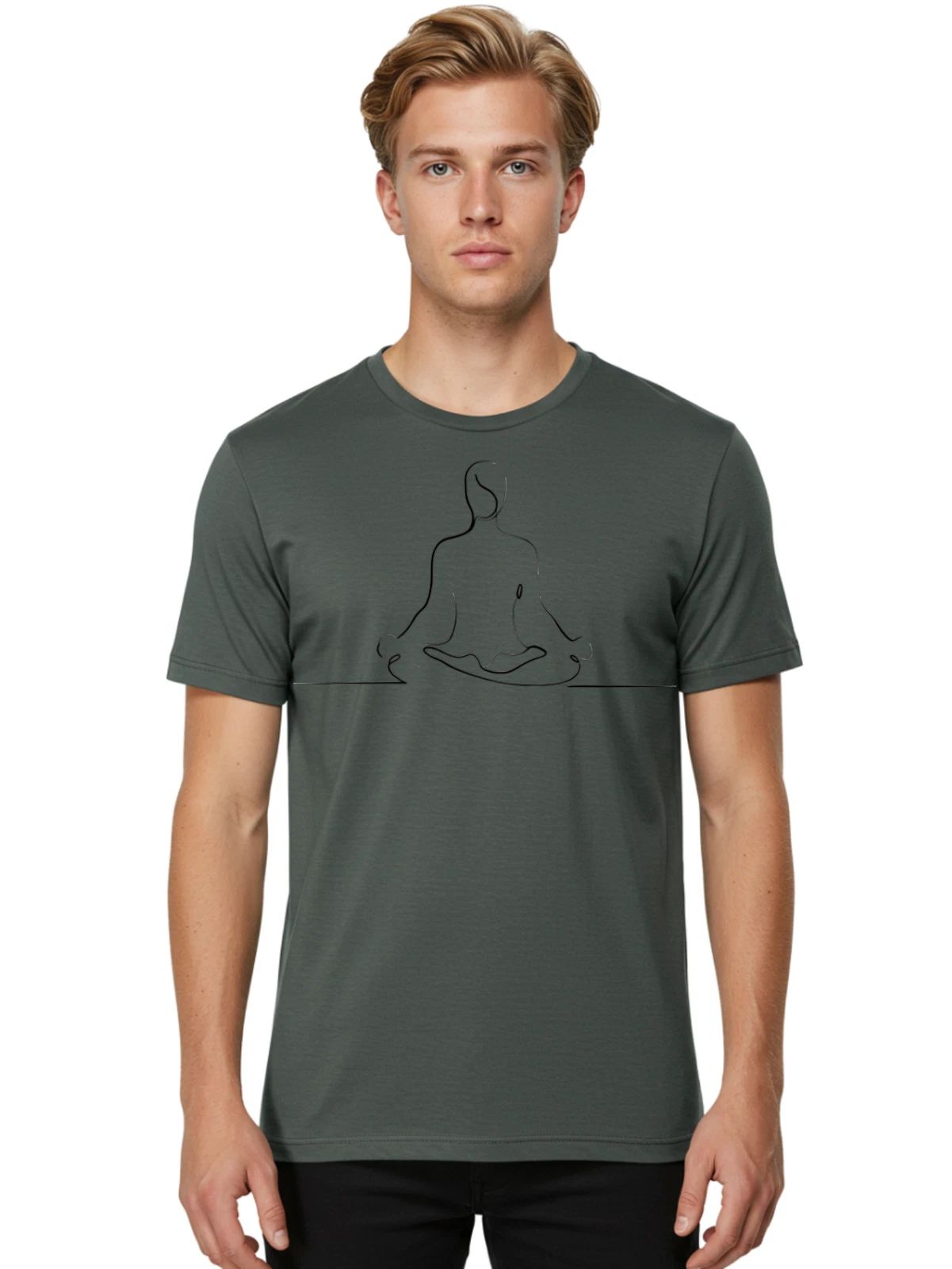 Meditation-Pose-1 Mens Graphic Tee, 100% Cotton, Casual Summer Wear