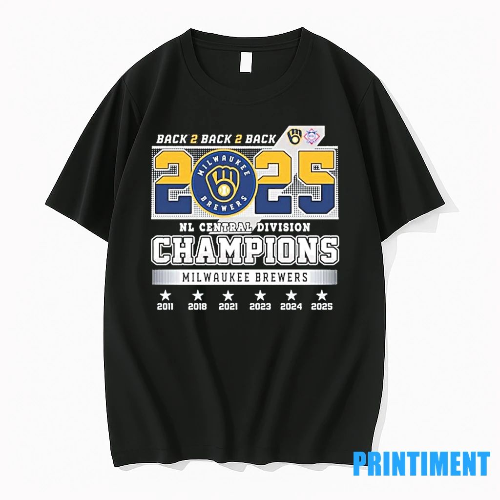 Back 2 Back 2 Back 2025 Nl Central Champions Milwaukee Brewers Tshirts Sweater