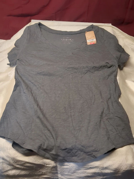 Arizona Jean Co. Basic V-Neck Short Sleeve T-Shirt Women's Size (Large) Gray