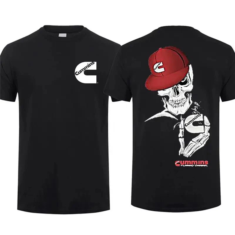Skull Wear Hat And Holding Cummins T-shirt