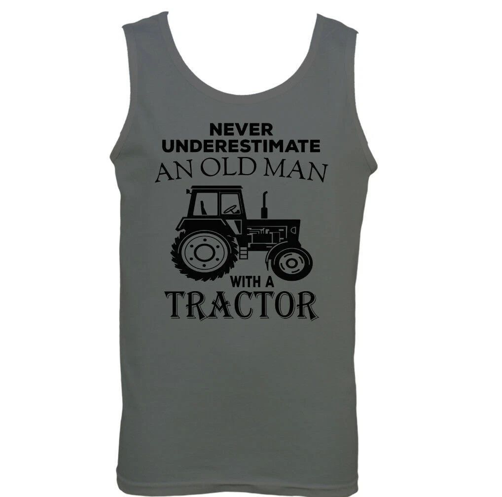 Never Underestimate An Old Man With A Tractor Mens Funny Farmer Vest Driver