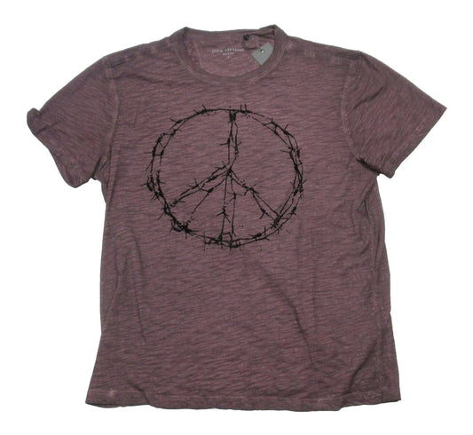 John Varvatos Men's Plum Red Barbwires Peace Graphic Crew-Neck T-Shirt