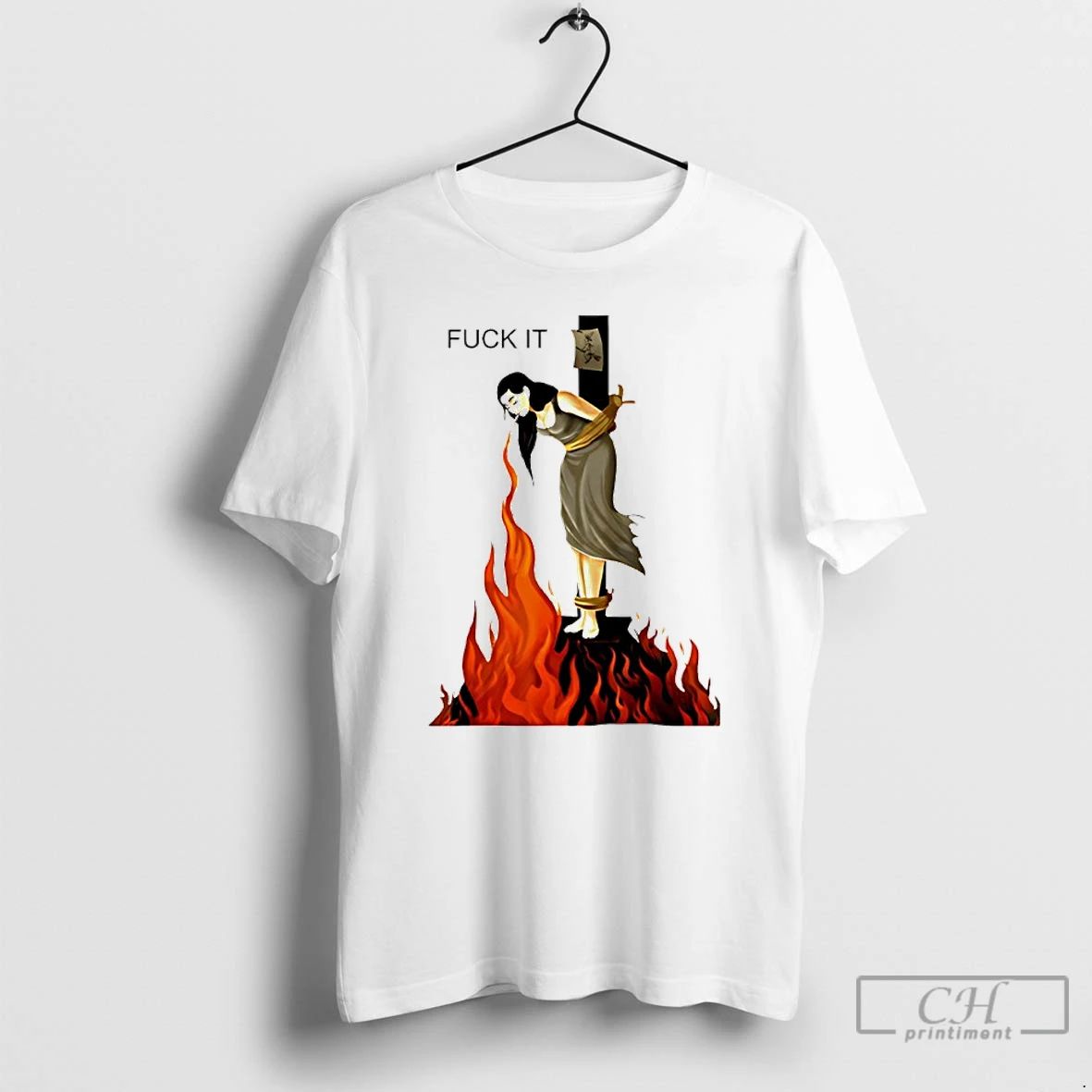 Classic Fuck It Woman Hanging On A Cross Smoking T Shirts