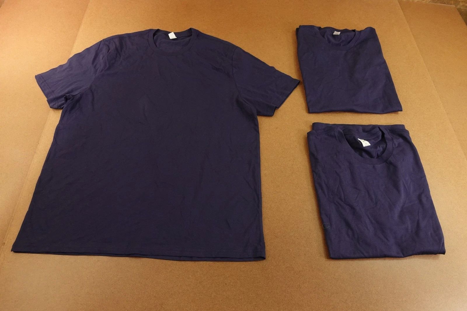 Lot of 3 All Made Mens XL Navy Organic Cotton Short Sleeve Crew Neck T-Shirt New