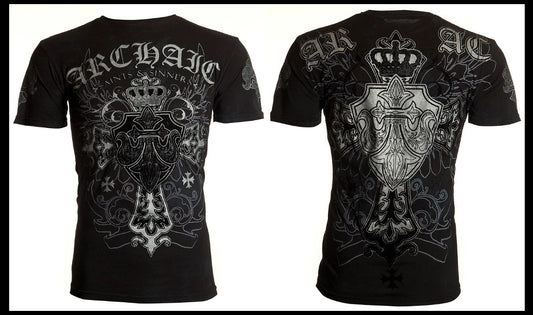 ARCHAIC by AFFLICTION Black SINESTRO Short Sleeve Slim Fit Y2K T-shirt NWT