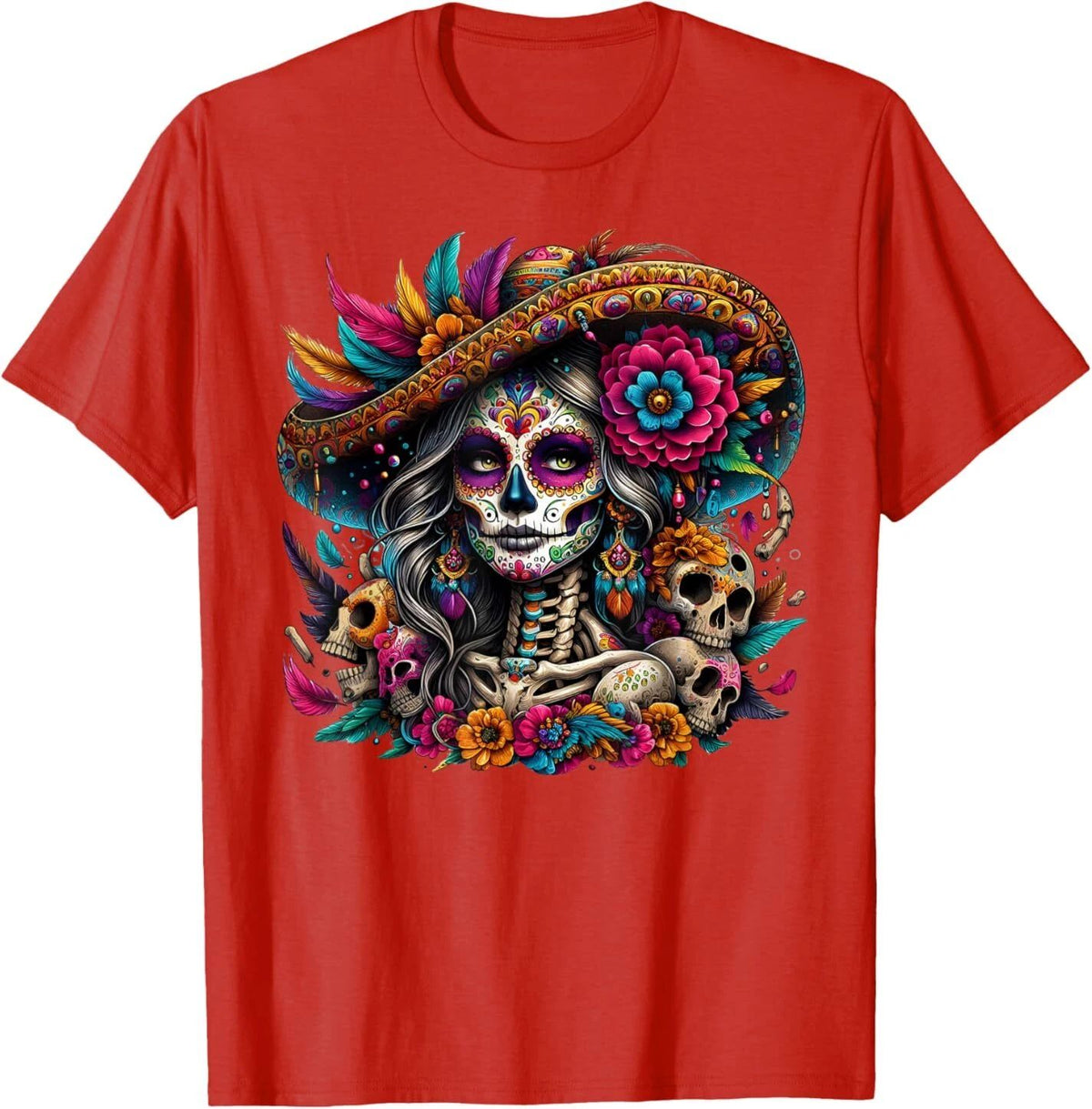 De Los Muertos La Catrina Day of The Dead Sugar Skull Women T-Shirt