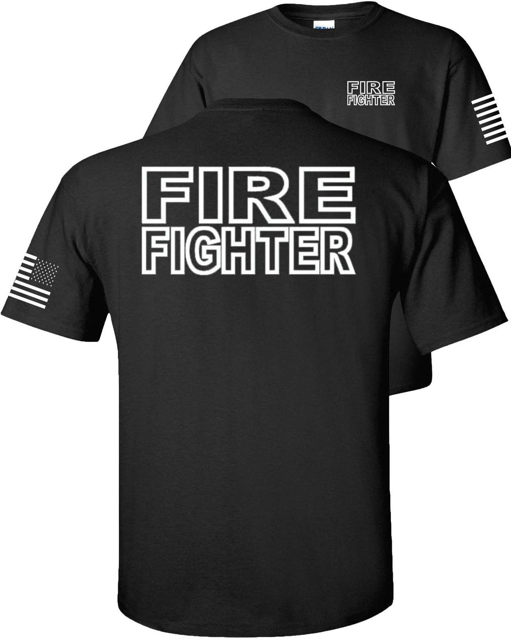 Fire Fighter T-Shirt American Flag BAF