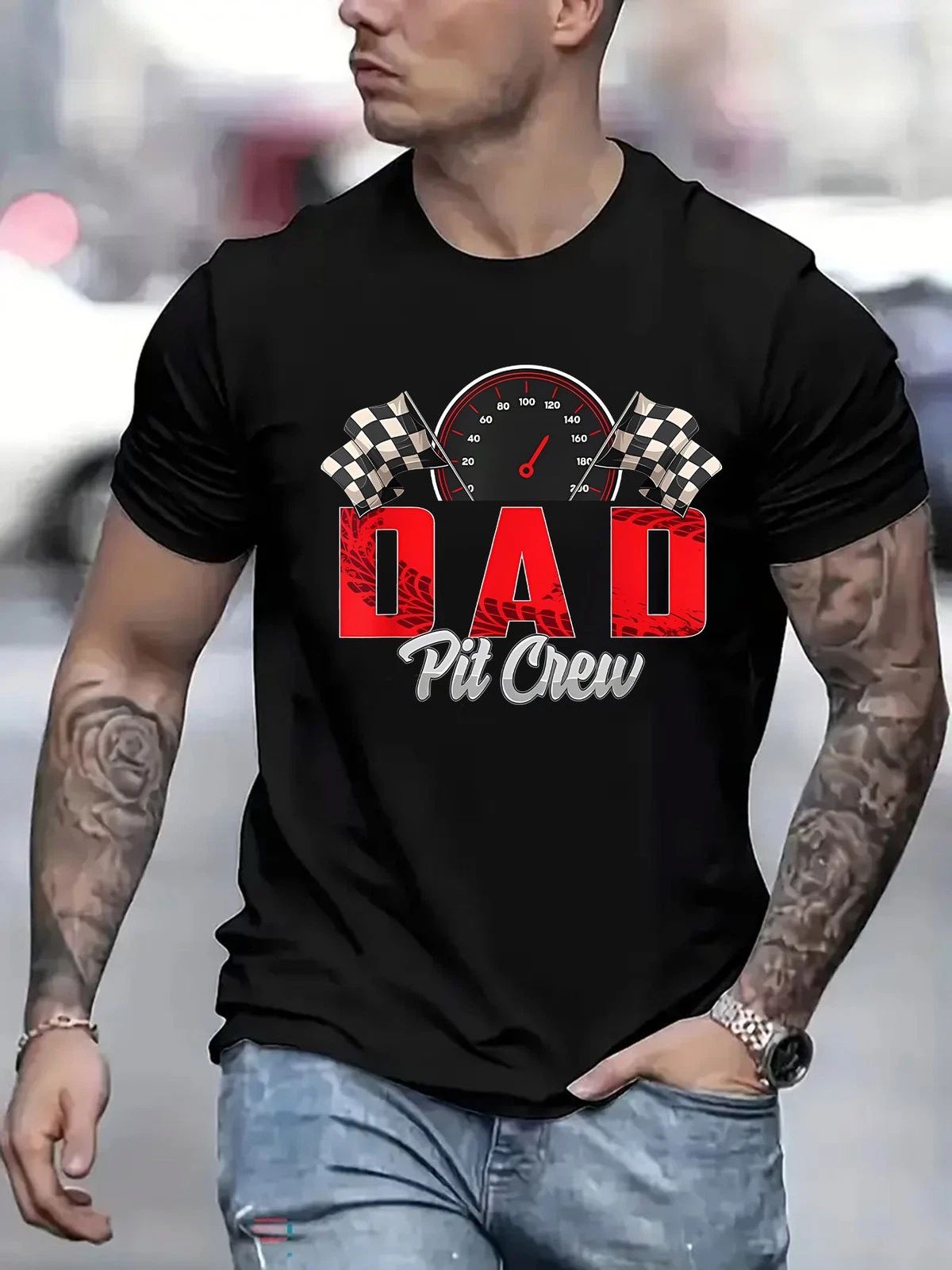 Dad Pit Crew Racing Graphic Tee - Funny Automotive Father’s Day T-Shirt