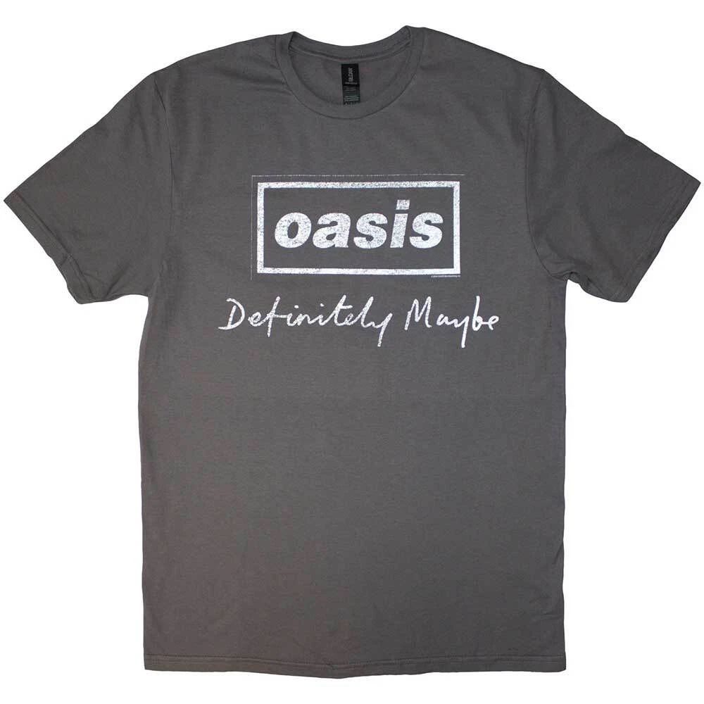 Oasis T-Shirt Definitely Maybe Noel Liam Gallagher Official Band Logo New Grey