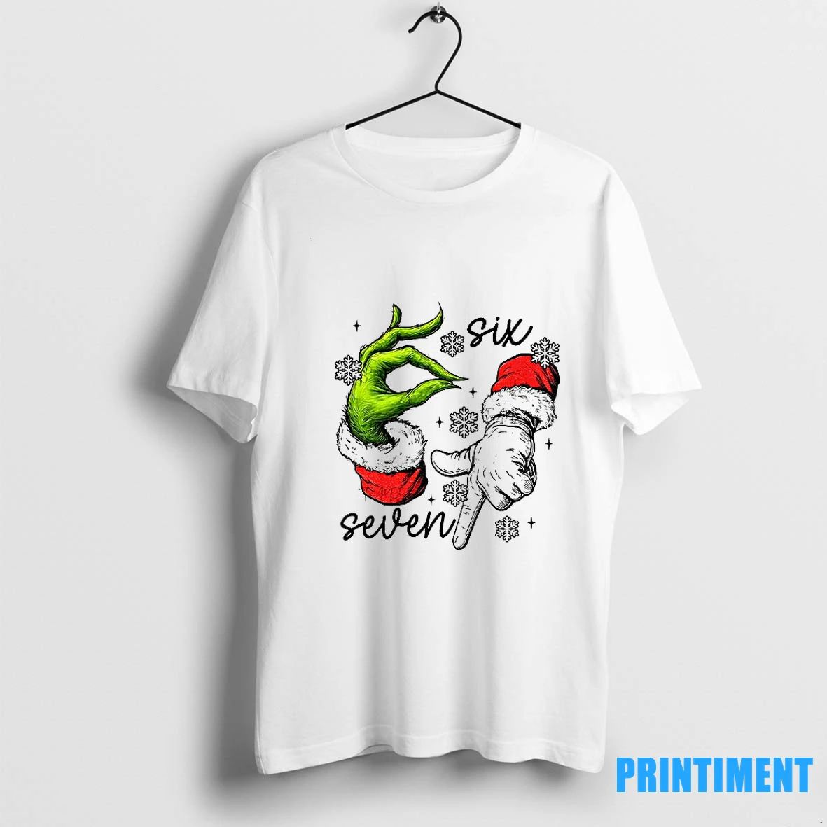 Grinch Santa Hand Six Seven 6 7 Viral Meme Christmas Tshirts Sweater