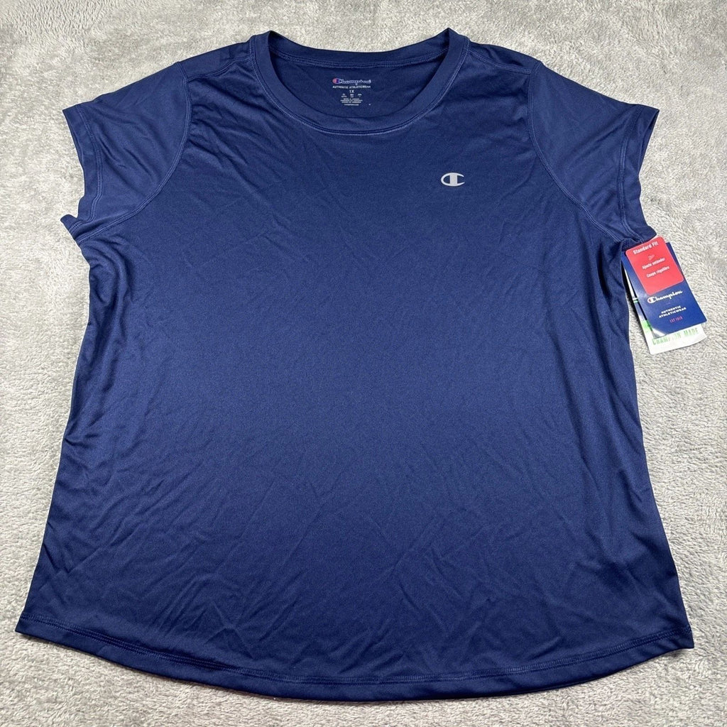 Champion Blue Short Sleeve 100% Polyester Standard Fit Athletic Tee SZ XL New