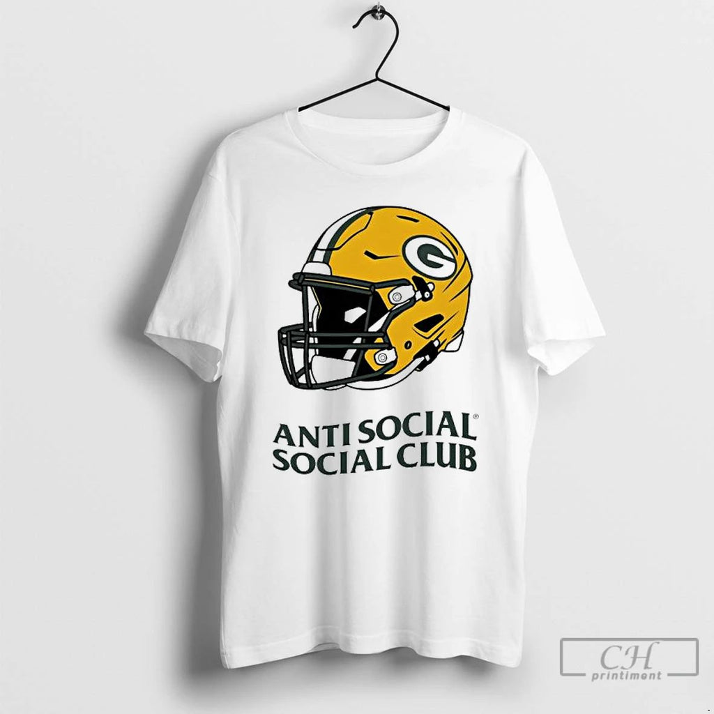 Classic Green Bay Packers X Anti Social Social Club Assc Helmet Logo T Shirts