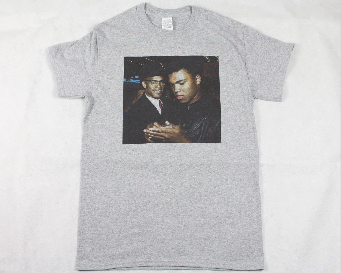 Malcolm X and Muhammad Ali Grey T-shirt Size Small-3XL