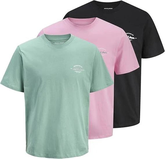 Jack & Jones Multi Pack Mens T Shirts Short Sleeve Crew Neck Tee Tops Pack of 3