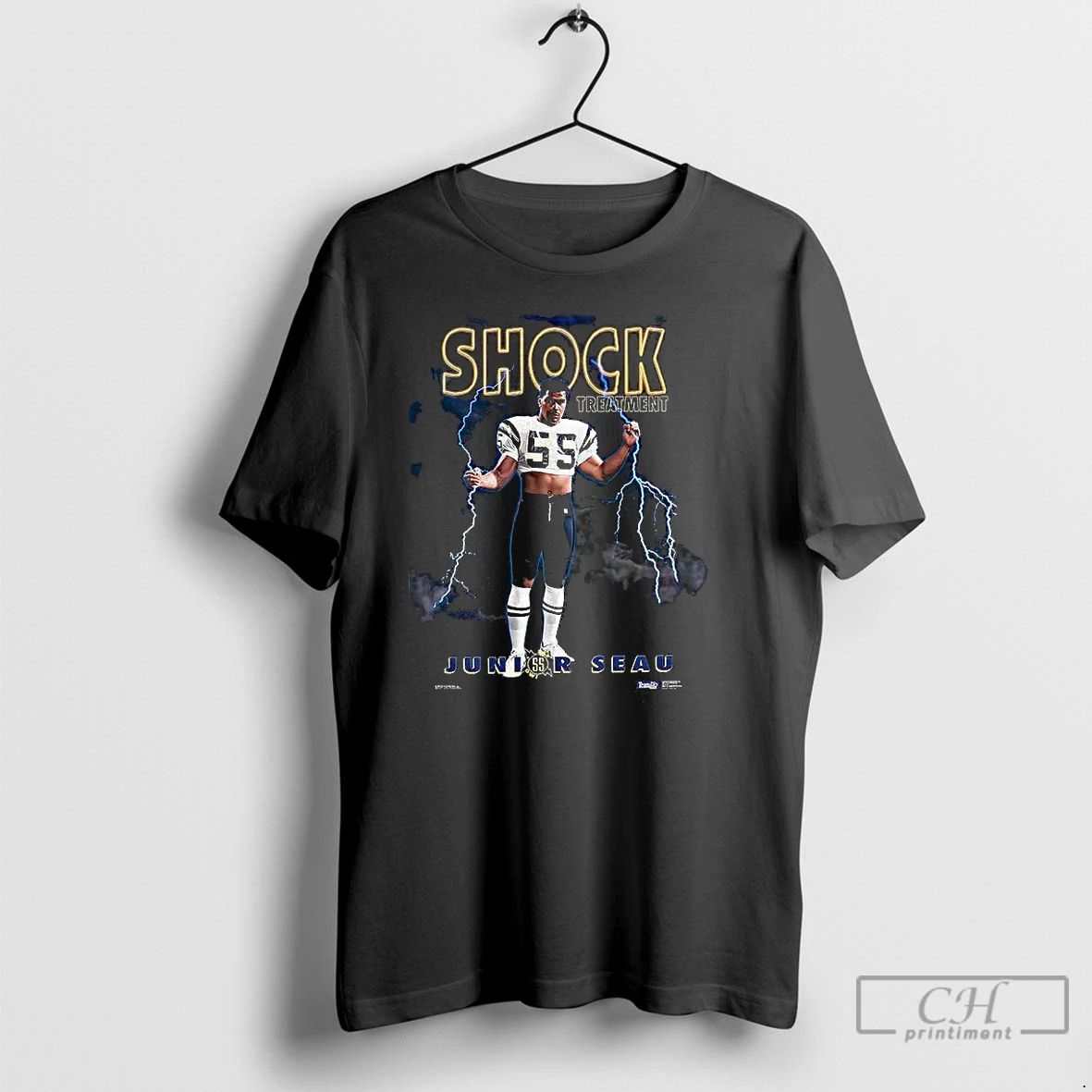 Classic Junior Seau San Diego Chargers Football Shock Treatment Lighting Graphic T Shirts