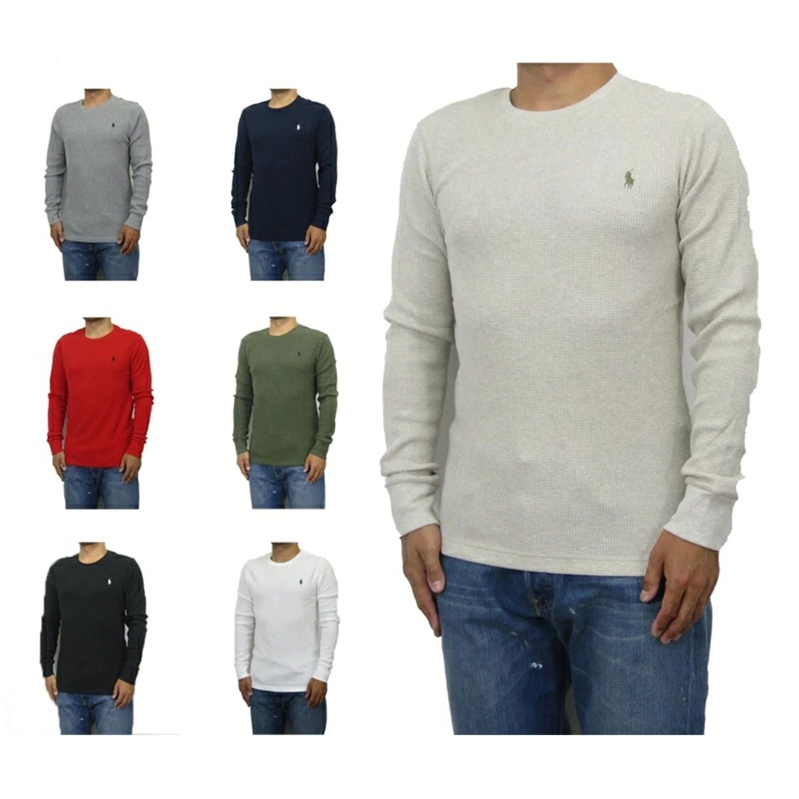 Polo Ralph Lauren Long Sleeve Crewneck Solid Thermal Shirt with Pony - 7 colors