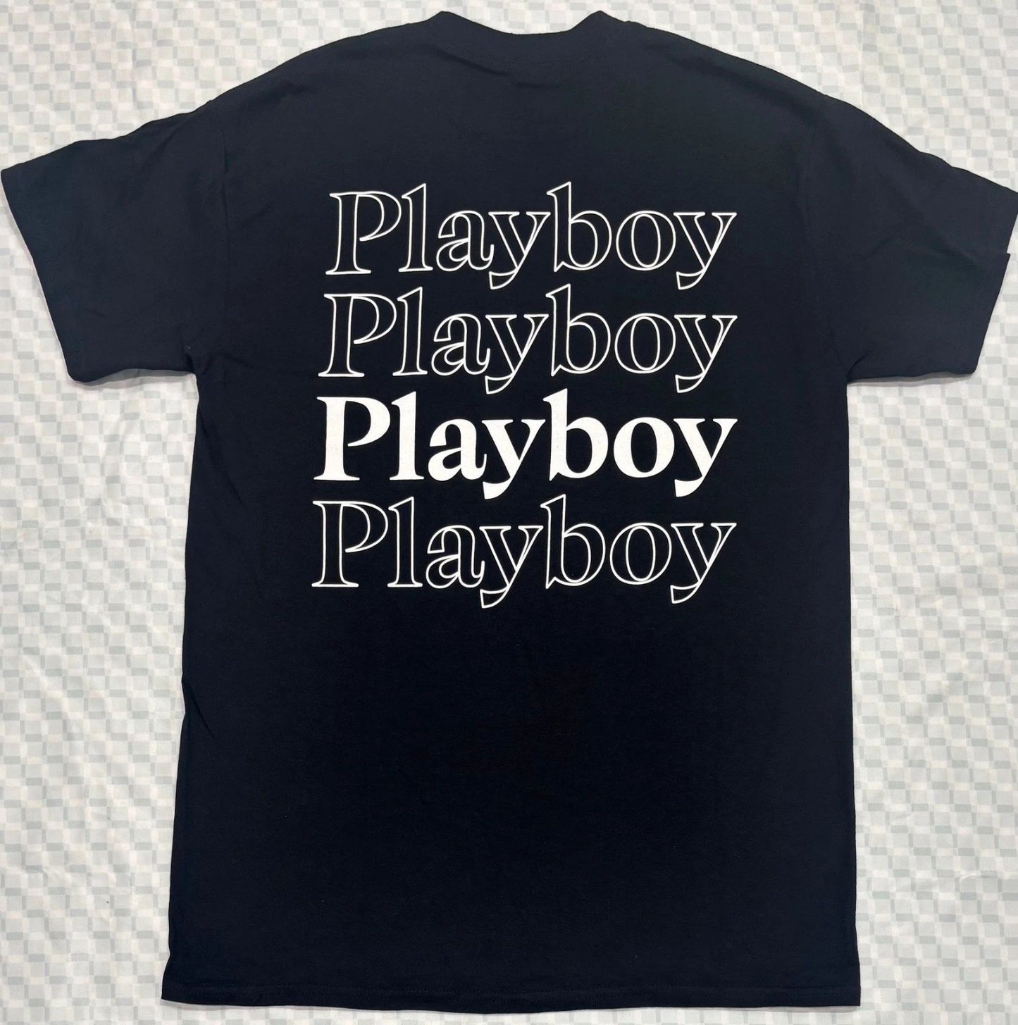 Playboy Bunny Stacked Logo T Shirt SIZE MD,LG,XL